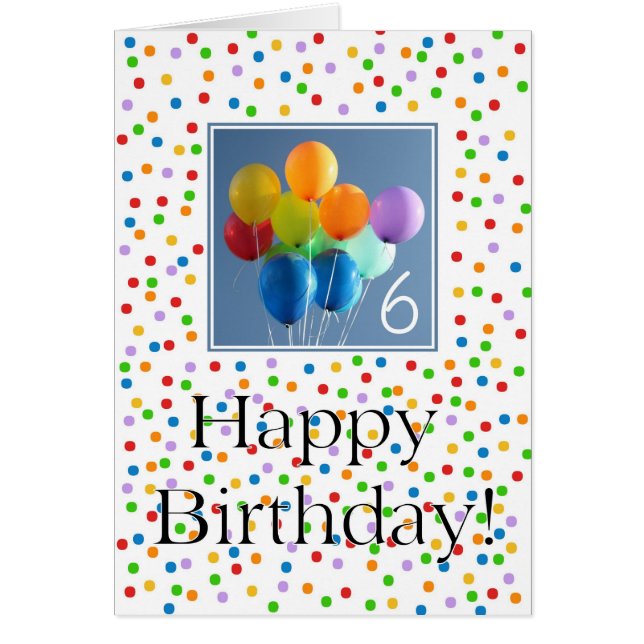 Ballons colorés de la carte d'anniversaire 6e (Devant)