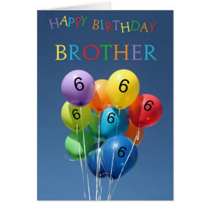 Ballons colorés de la carte d'anniversaire 6e