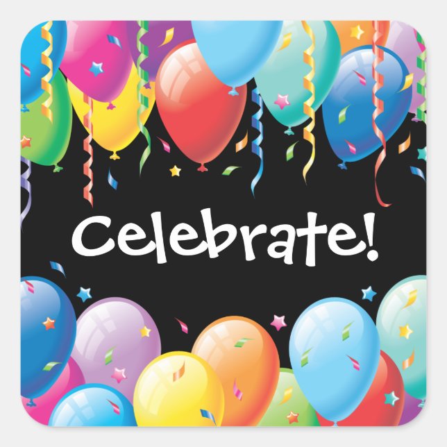 Ballons colorés Sticker de fête d'anniversaire (Devant)