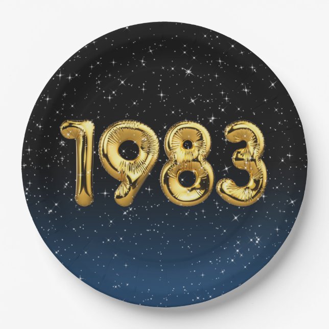 Ballons d'anniversaire 1983 Dans une assiette en p (Devant)