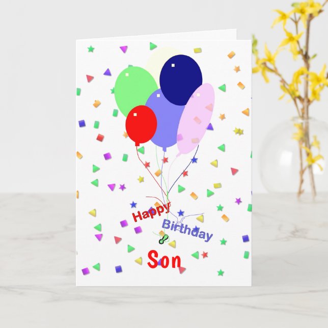 Ballons d'anniversaire colorés pour carte Son (Fleur jaune)