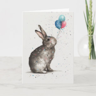 Ballons d'Anniversaire Cute Bunny Carte de voeux