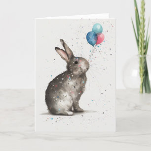 Ballons d'Anniversaire de Bunny mignon Carte de vo