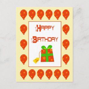 Ballons d'anniversaire et carte postale cadeau