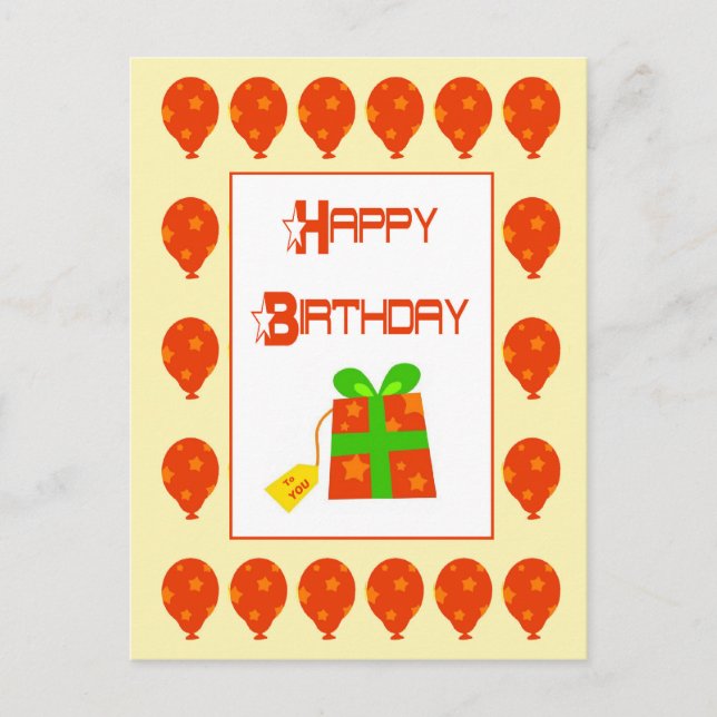 Ballons d'anniversaire et carte postale cadeau (Devant)
