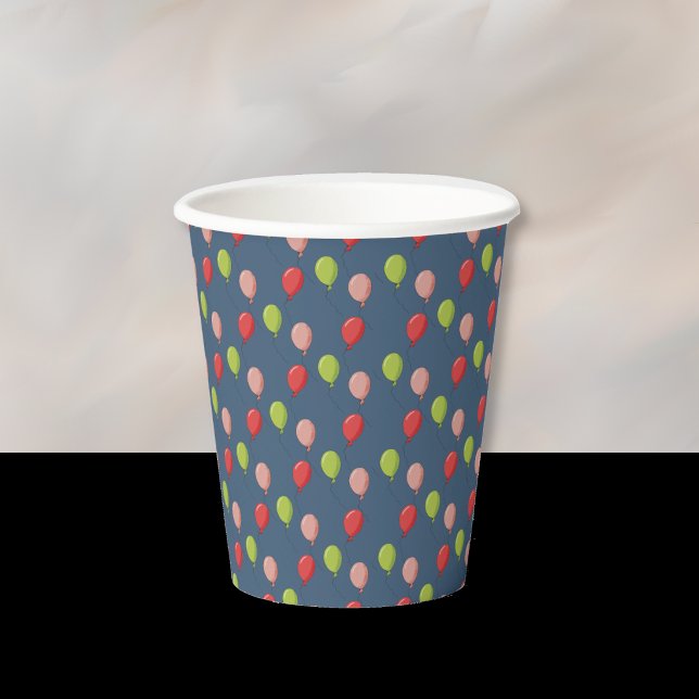 Ballons d'anniversaire Gobelets en papier bleu fon (Balloon pattern dark blue paper cup . )