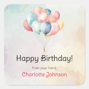 Ballons d'anniversaire heureux Stickers cadeau / É