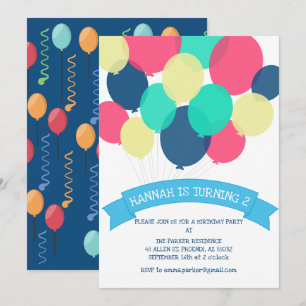 Ballons d'anniversaire Invitation de la fête des e