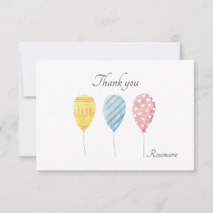 Ballons dans Carte de remerciements aquarelle