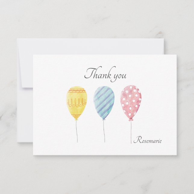 Ballons dans Carte de remerciements aquarelle (Devant)