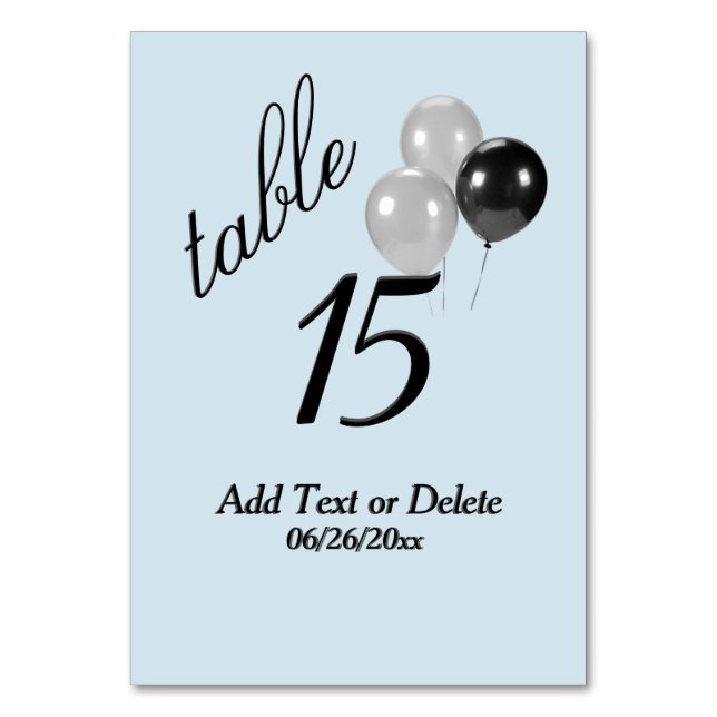 Ballons d'argent personnalisé bleu Numéro de table (Par défaut)