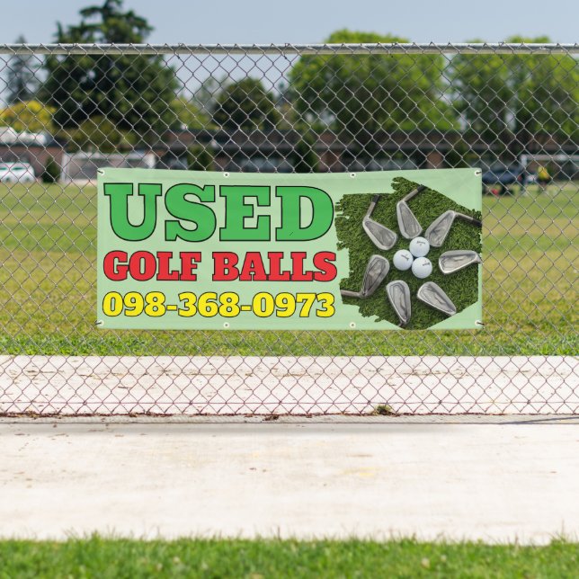 Ballons de golf usagés Bannière personnalisée (En situation)
