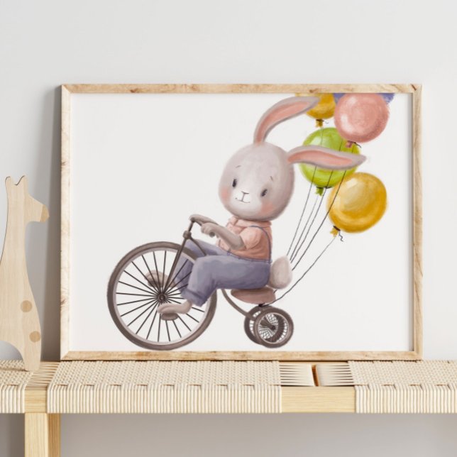 Ballons de lapin d'aquarelle adorable | Impression (Créateur téléchargé)