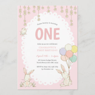 Ballons de lapin mignon Invitation Anniversaire