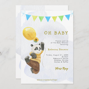 ballons de panda baby shower invitation