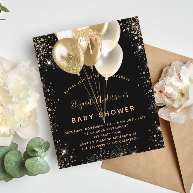 Ballons de parties scintillant en or noir du Baby  (Créateur téléchargé)