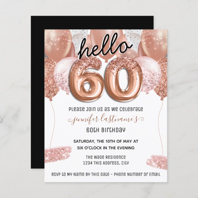 Ballons de Parties scintillant rose 60e fête d'ann (Devant / Derrière)
