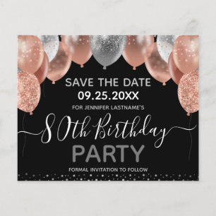 Ballons de Parties scintillant rose 80e anniversai