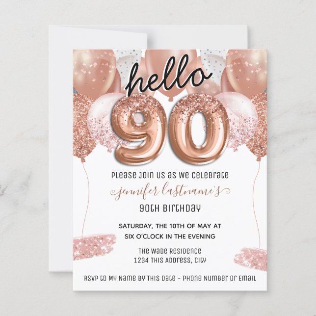 Ballons de Parties scintillant rose 90e fête d'ann (Devant)