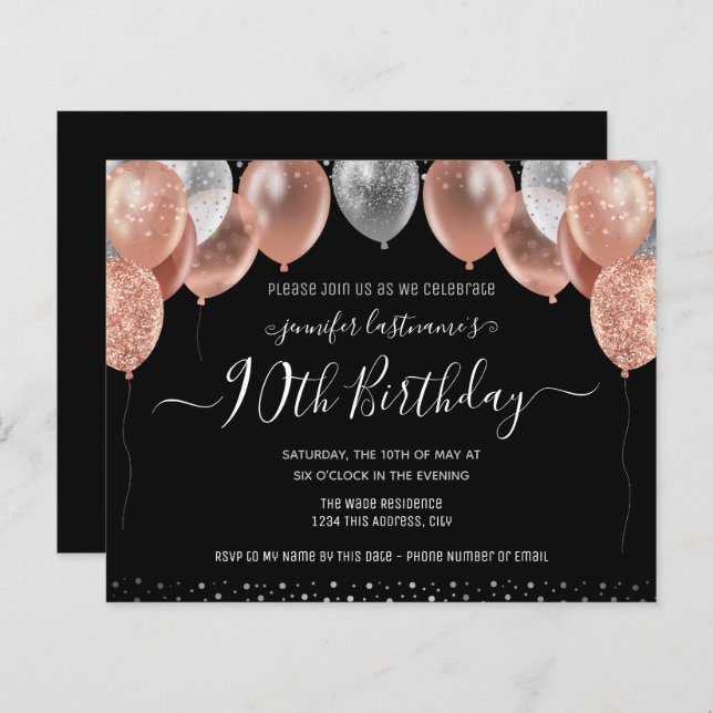 Ballons de Parties scintillant rose 90e fête d'ann (Devant / Derrière)