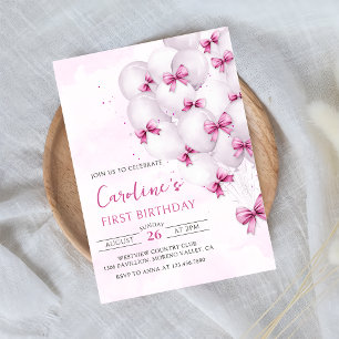 Ballons de vaches roses Invitation Anniversaire