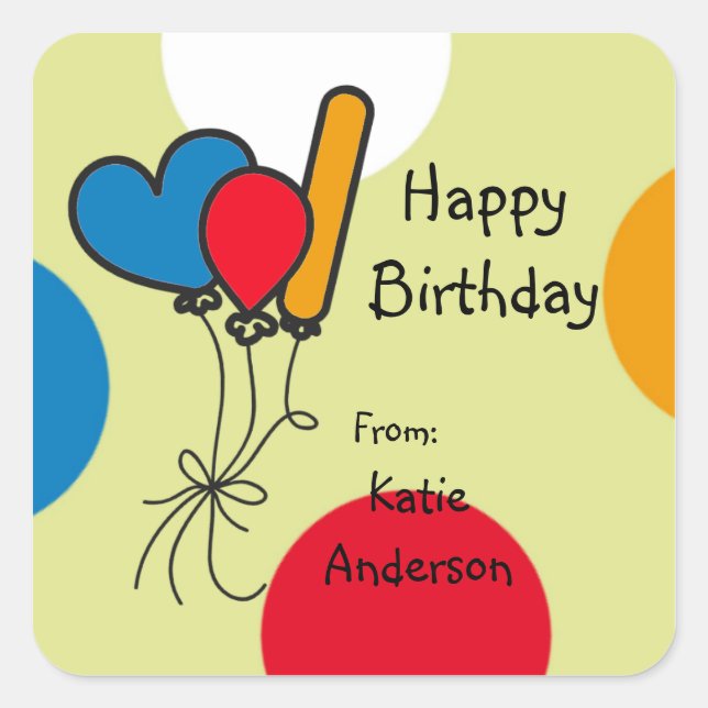 Ballons Doodés Sticker d'anniversaire brillant (Devant)