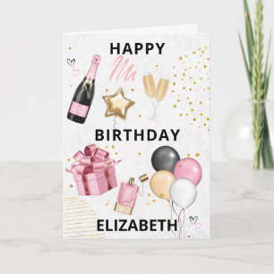 Ballons d'or rose Bonne Carte de vacances d'annive