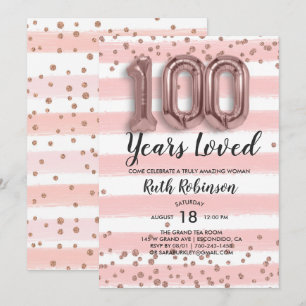 Ballons d'or rose   Invitation du 100e anniversair