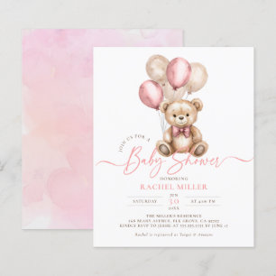 Ballons d'ours budget rose fille Invitation Baby s