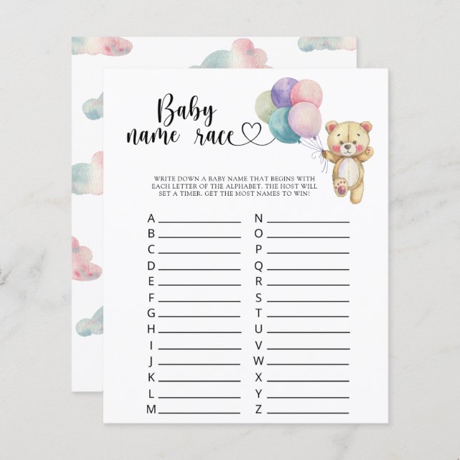 Ballons d'ours en peluche - Jeu de course de nom d (Devant / Derrière)