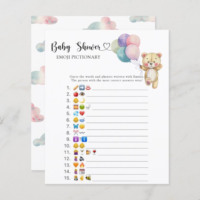 Ballons d'ours en peluche - jeu d'émoticônes (Devant / Derrière)