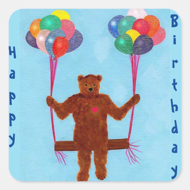 Ballons d'ours en peluche mignons Stickers d'anniv (Devant)