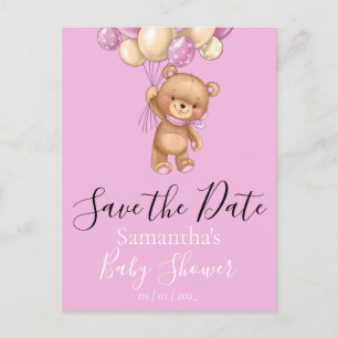 Ballons d'ours en peluche rose la date Carte posta