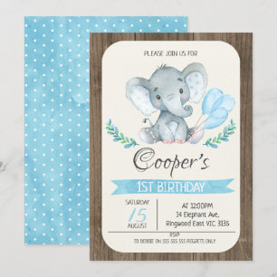 Ballons éléphants Invitation d'anniversaire