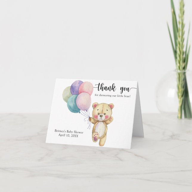 Ballons en forme d'ours en peluche - merci (Devant)