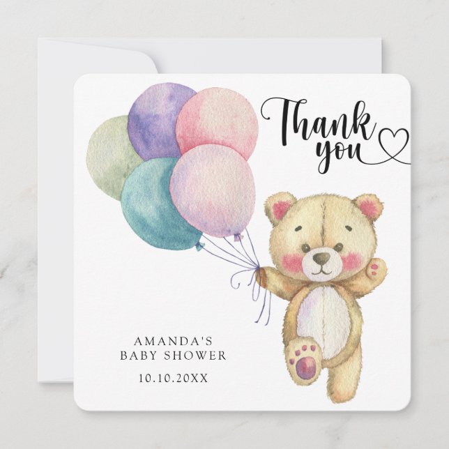 Ballons en forme d'ours en peluche - merci (Devant)