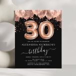 Ballons en or rose Budget pour fête d'anniversaire<br><div class="desc">Invitation à une fête d'anniversaire de trentième (30e) anniversaire rose poudré - Ballons et confettis rose gold. C'est l'invitation parfaite pour une fête d'anniversaire moderne rose gold et rose poudré scintillant. Veuillez contacter le designer pour des articles personnalisés assortis.</div>