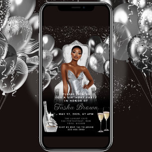 Ballons en verre d'argent Invitation d'anniversair