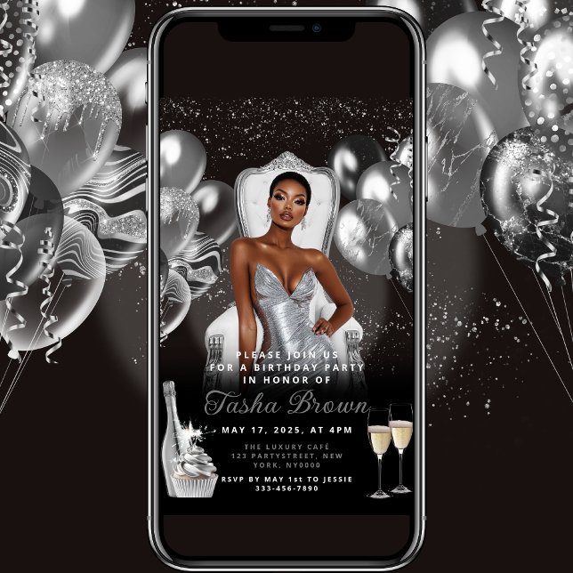 Ballons en verre d'argent Invitation d'anniversair (Créateur téléchargé)