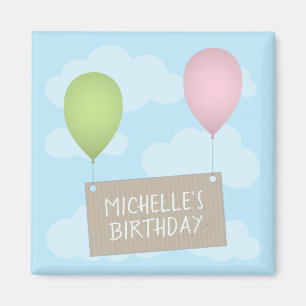 Ballons et aimant d'anniversaire d'étiquette