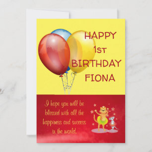 Ballons Et Cartoon Animaux Carte Bébé Anniversaire