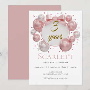ballons et rubans roses pour invitation d'annivers