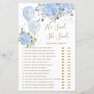 Ballons Floraux Bleus Il A Dit Qu'Elle A Dit Bébé 