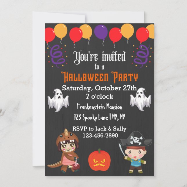 Ballons Halloween Party Invitation (Devant)