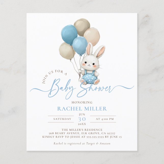 Ballons lapin budget Baby shower garçon bleu (Devant)