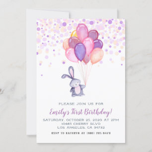 Ballons lapin lapin Anniversaire Invitation
