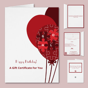 Ballons Life Coach Heureux certificat cadeau d'ann