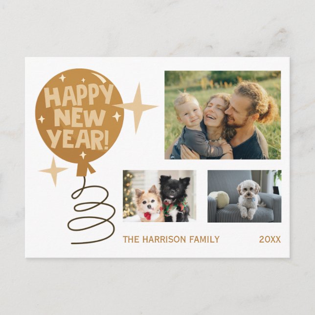 Ballons mignons Trois photos Carte postale Nouvel  (Devant)