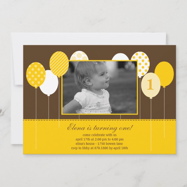 Ballons modernes Photo Invitation d'anniversaire - (Devant)