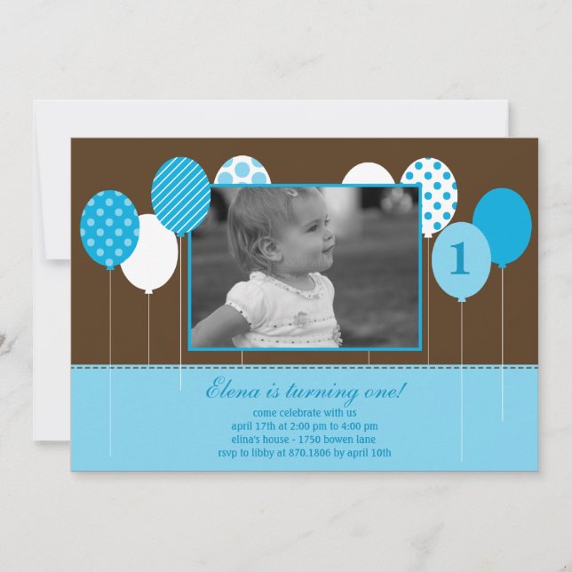 Ballons modernes photo Invitation d'anniversaire - (Devant)